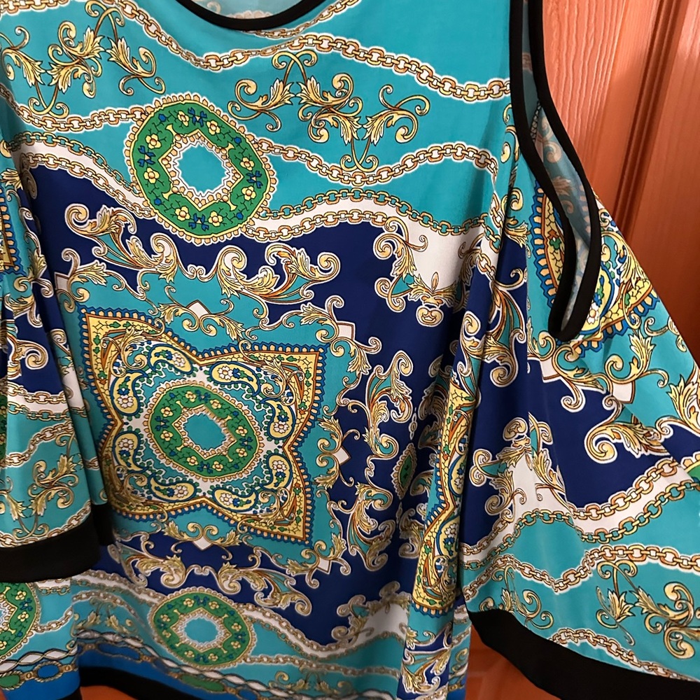 Susan Graver Blue and Green Patterned Tank Top - Picture 2 of 5